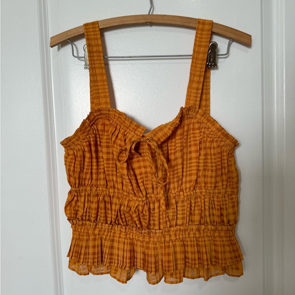 current air los angeles orange layered crop tank top